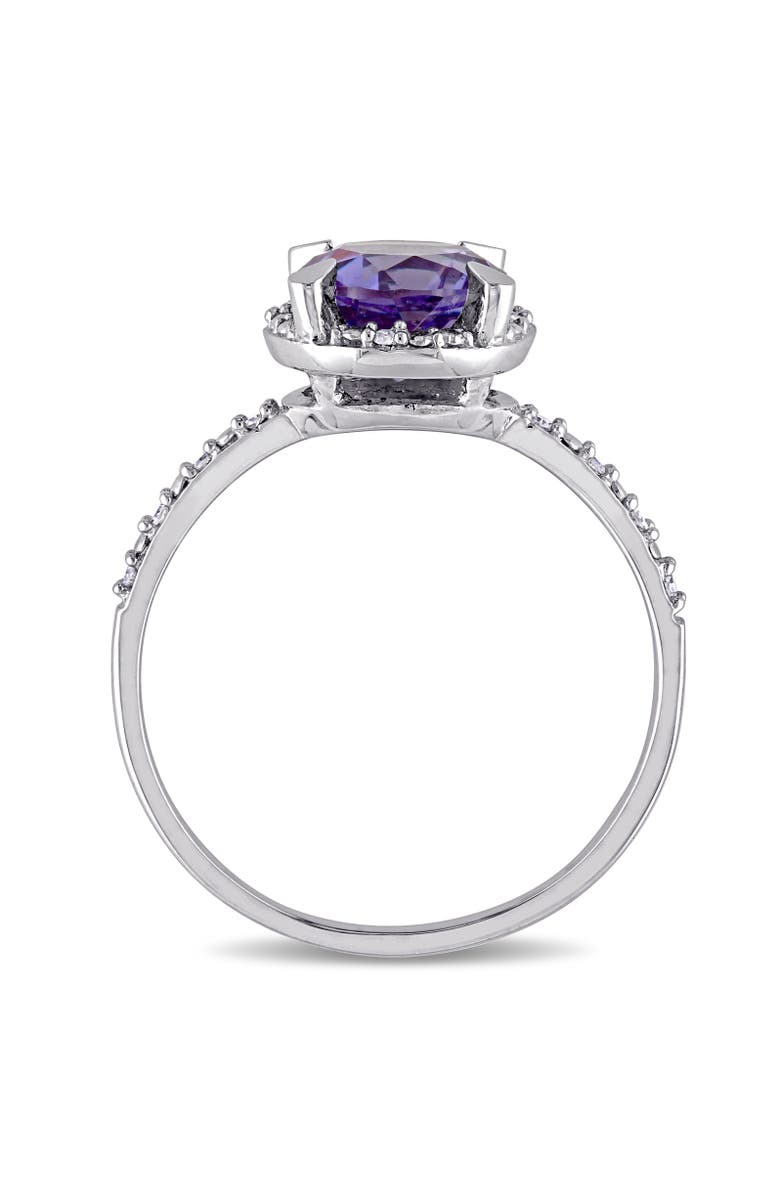 Julianna B. Gemstone & Diamond Halo Ring 10k, Alternate, color, Simulated Alexandrite