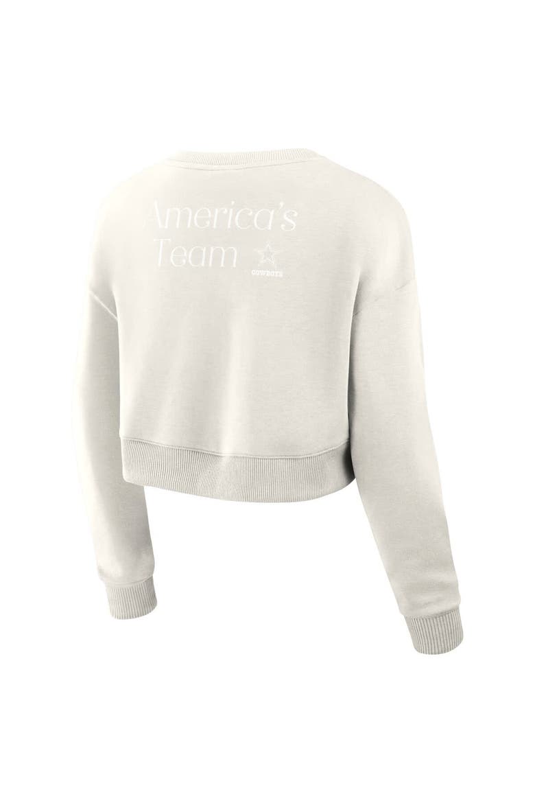 Women's Fanatics Cream Dallas Cowboys Studio Tri-Blend Cropped Pullover Sweatshirt, Alternate, color, Cream