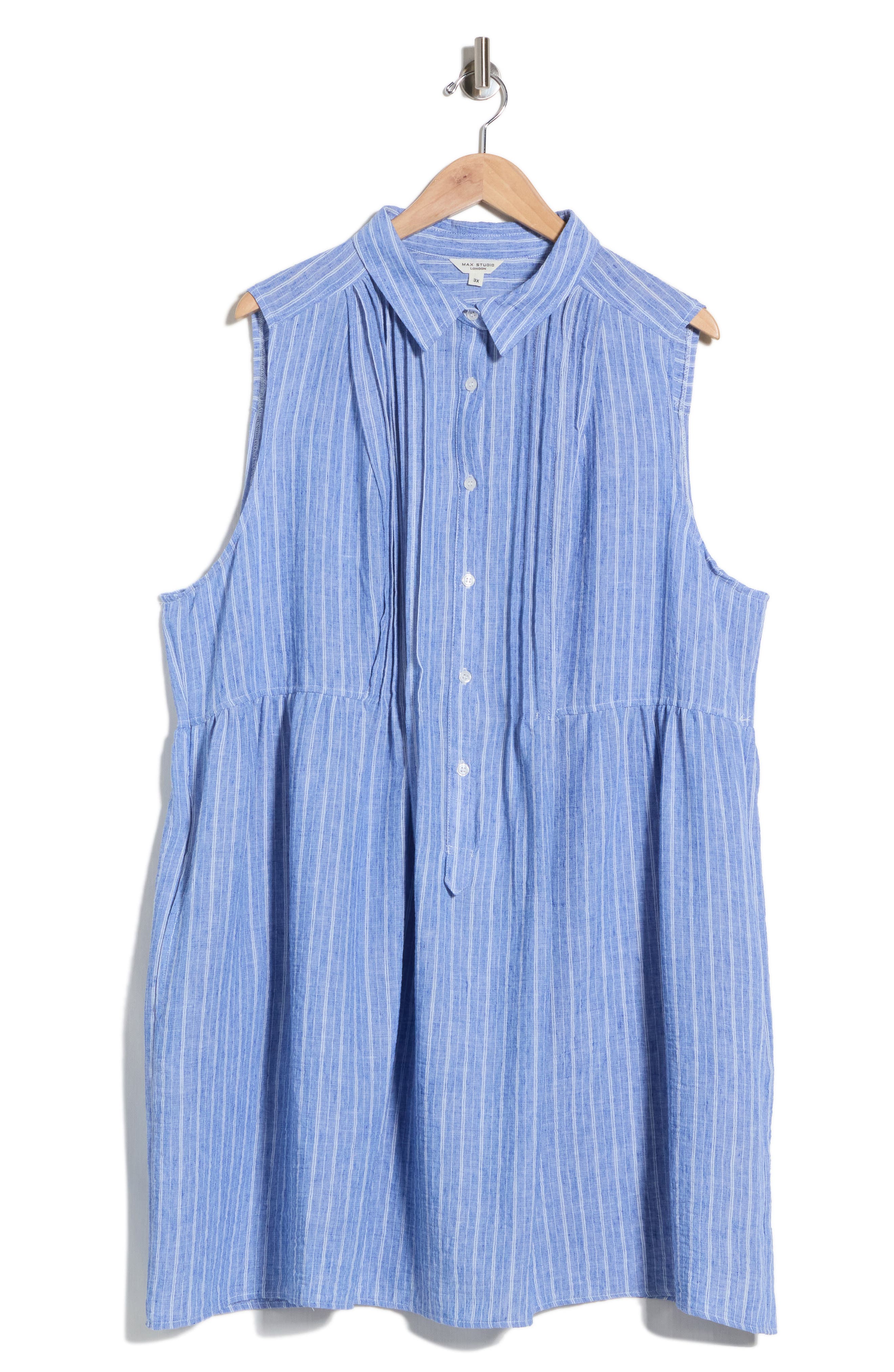 Pleated Button Front Dress