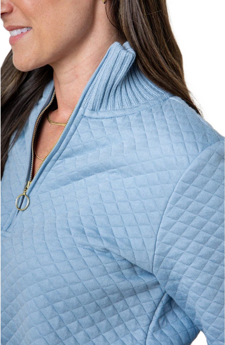 Hope & Henry Women's Quilted Half Zip Pullover, Alternate, color, Dusty Blue Quilted