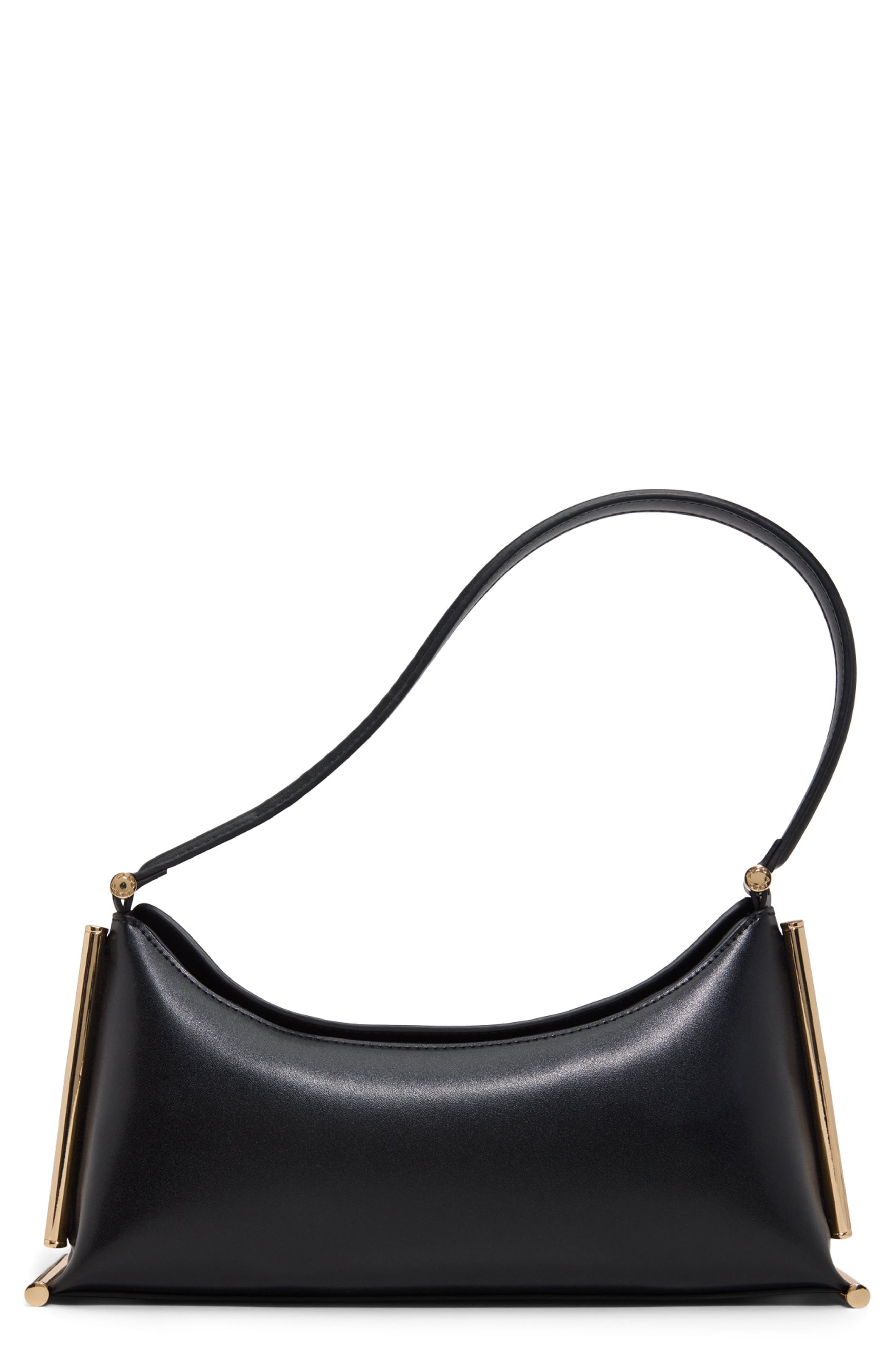 Chelleie Faux Leather Shoulder Bag, Main, color, BLACK