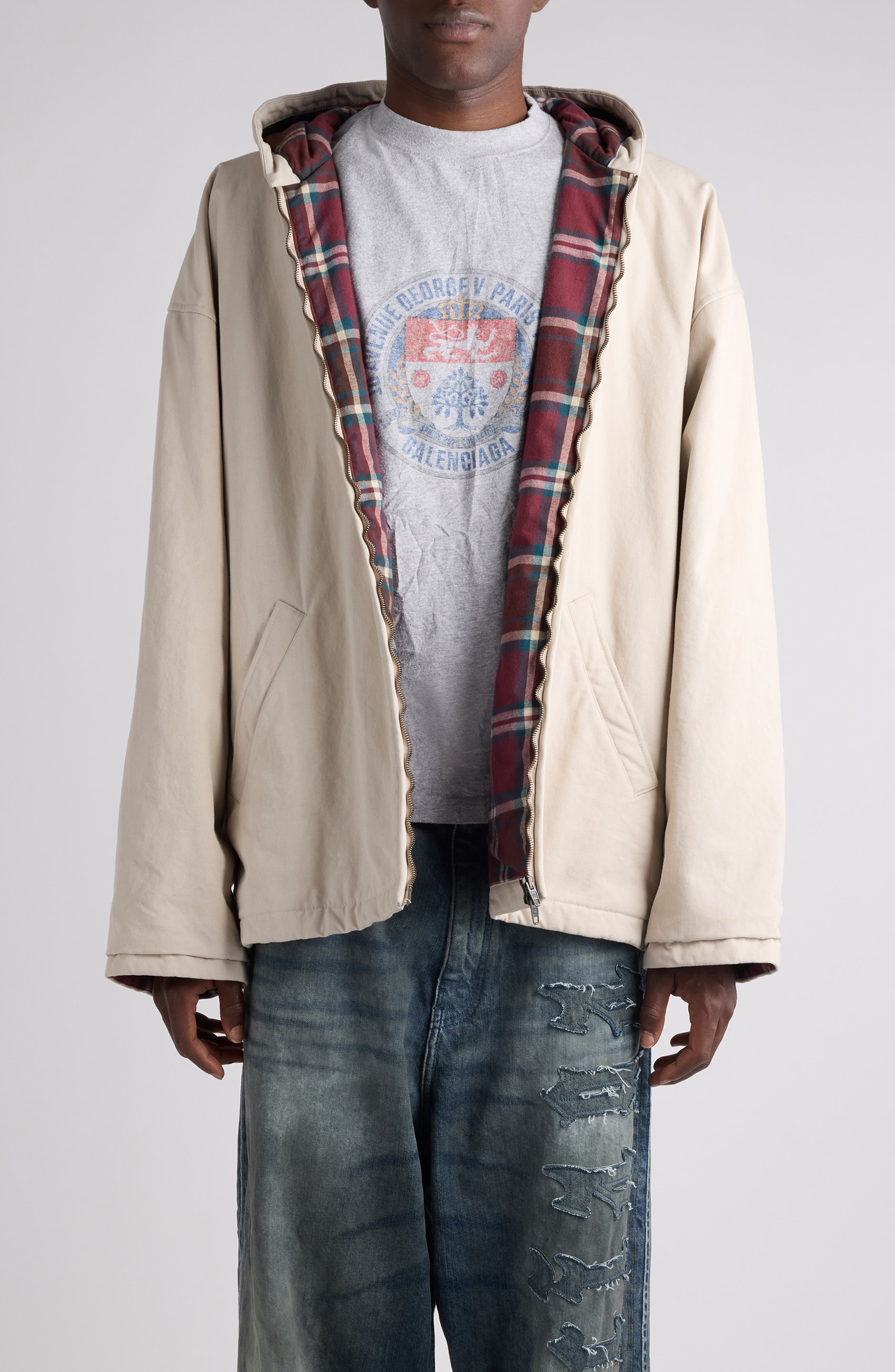 Cotton Blend Hooded Jacket