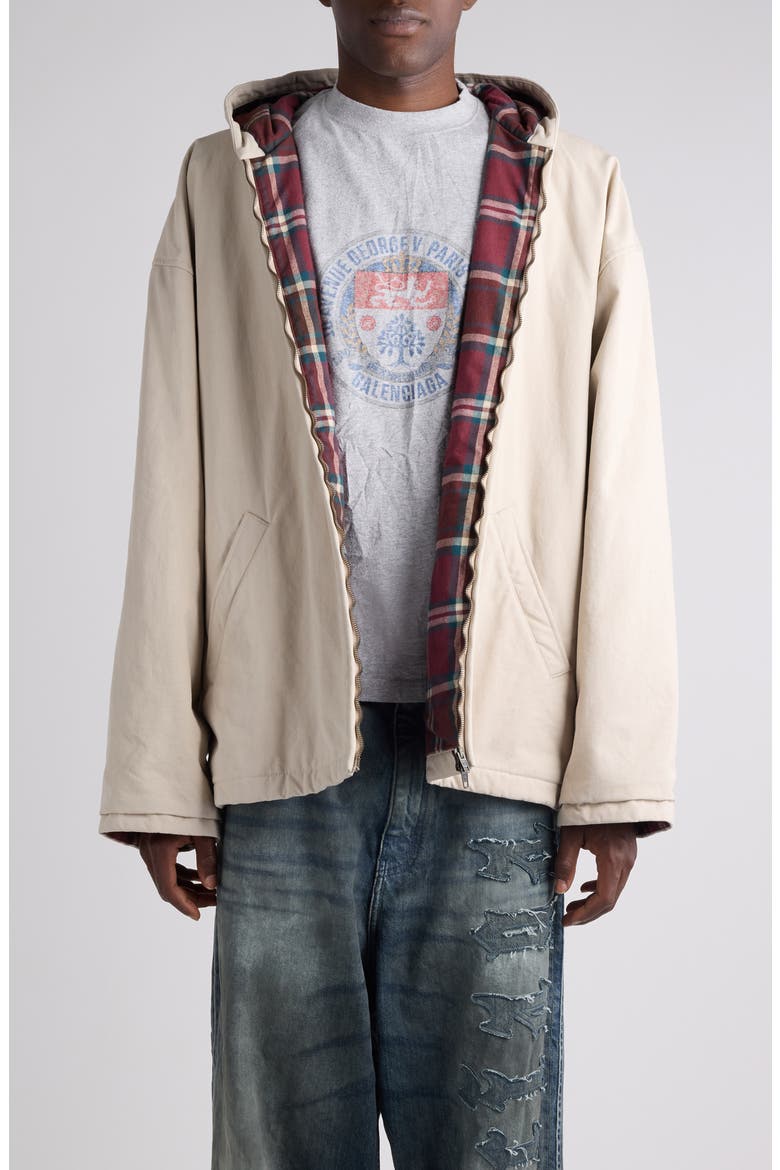 Cotton Blend Hooded Jacket, Main, color, 9710 LIGHT BEIGE