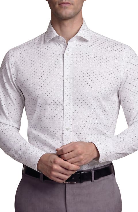Polka Dot Cotton Blend Dress Shirt