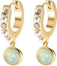 Kurt Geiger London Cabochon & Faux Pearl Huggie Drop Earrings