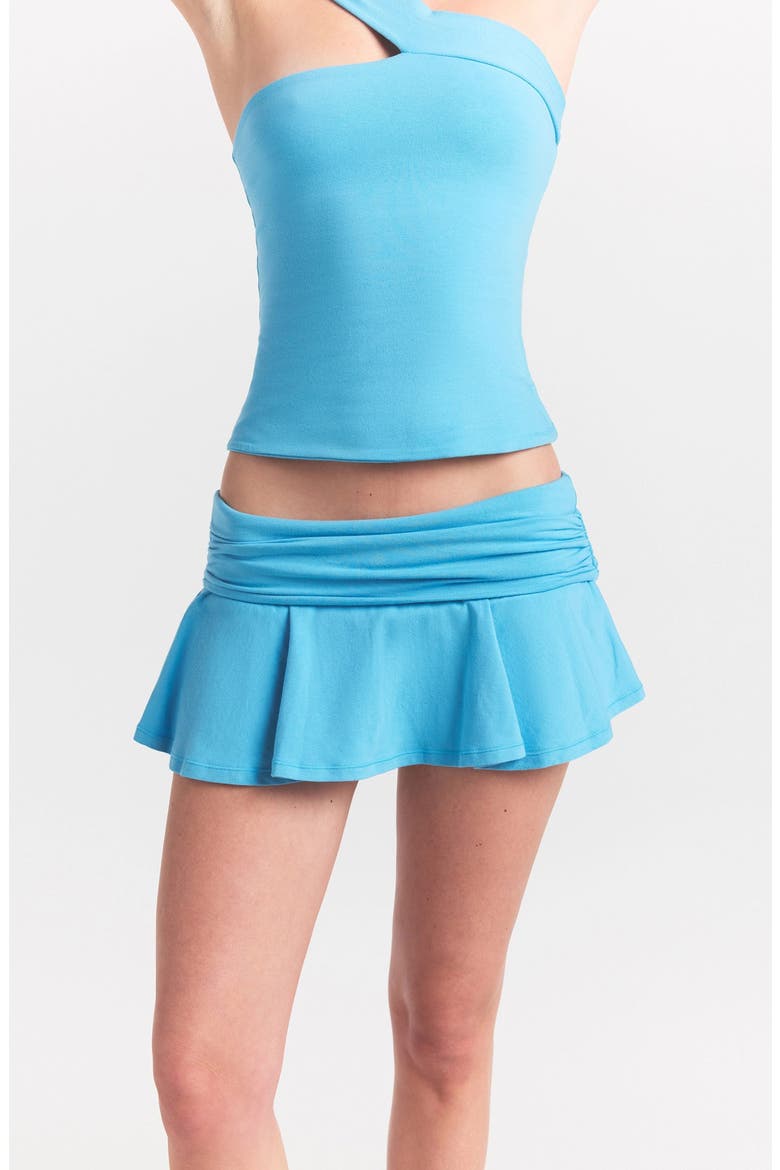 Foldover Cotton Blend Jersey Miniskort, Alternate, color, WATER