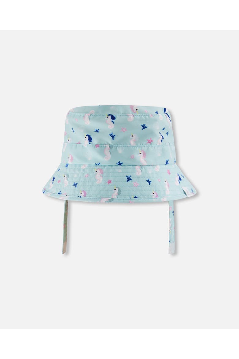 Wide Brim Beach Seahorse Beach Hat, Main, color, Blue Seahorse Print