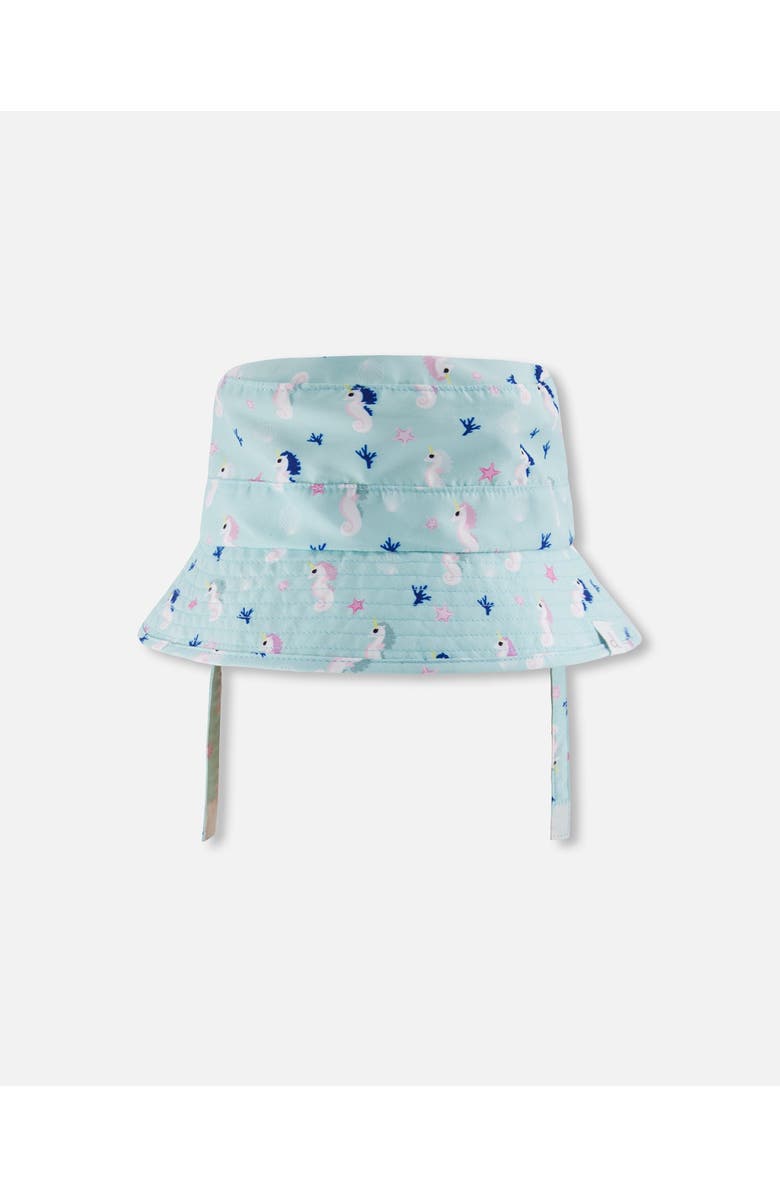 Deux par Deux Wide Brim Beach Seahorse Beach Hat, Main, color, Blue Seahorse Print