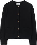 Burberry Girls' Check Patch Wool Cashmere Cardigan