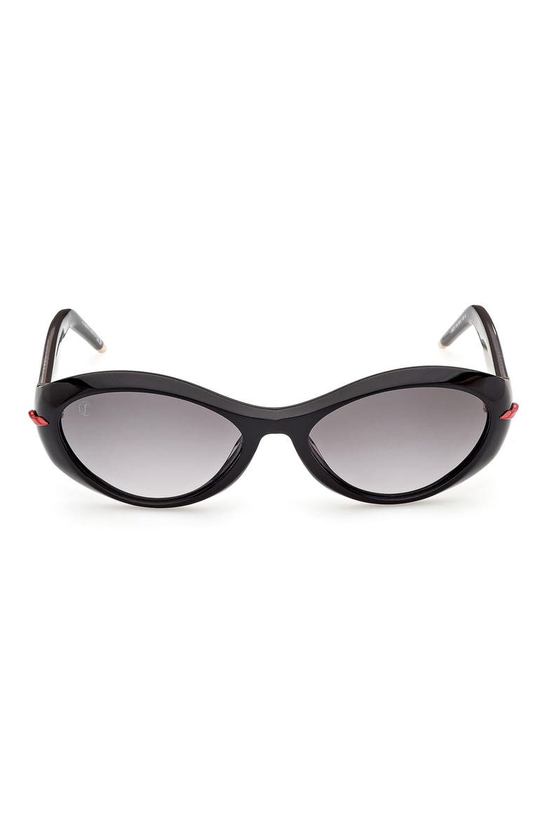 55mm Oval Sunglasses, Main, color, BLACK / BILAYER BLACK
