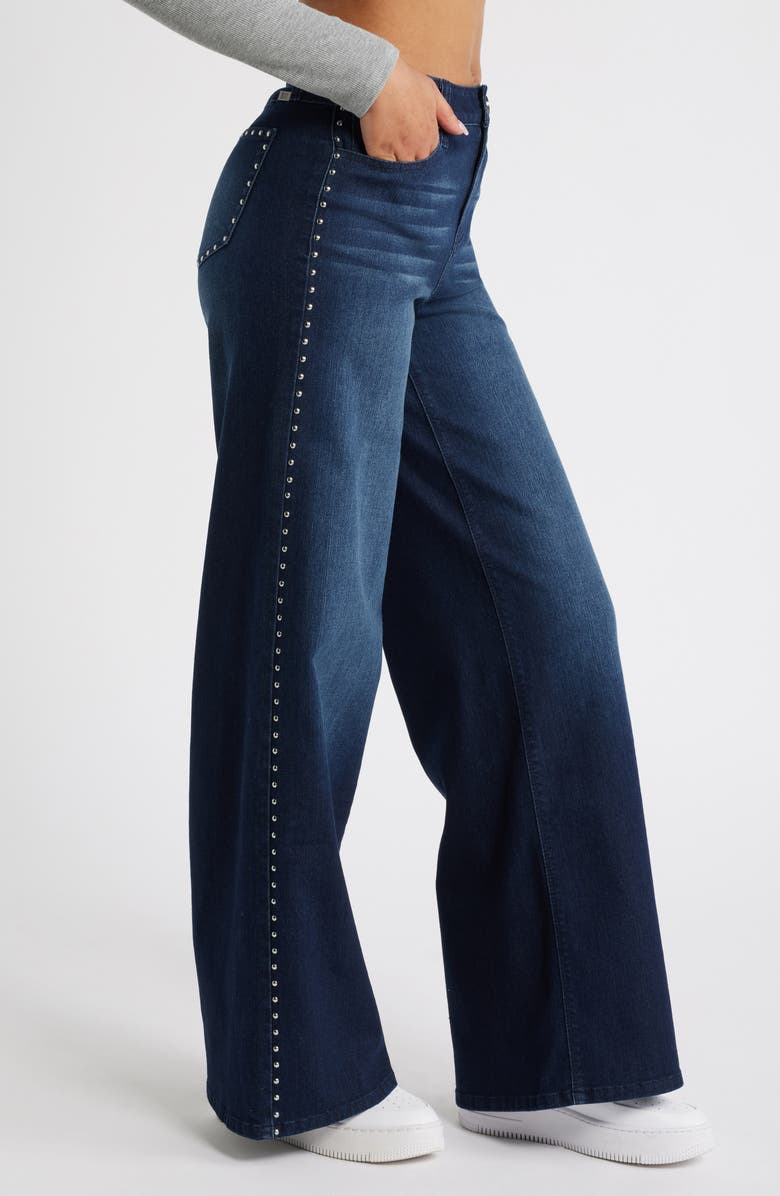 1822 Denim Studded High Waist Wide Leg Jeans, Alternate, color, 