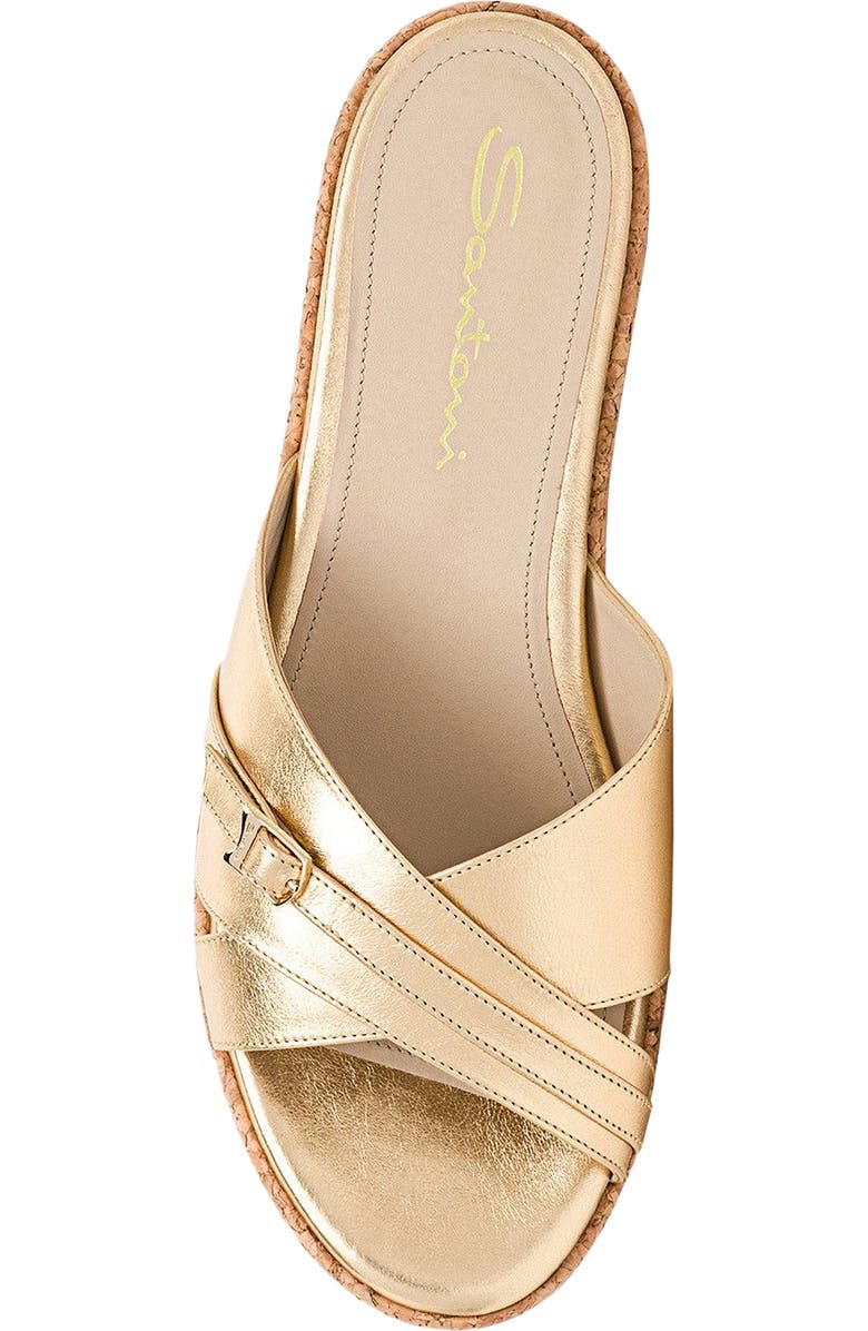 Santoni Women's laminated leather wedge, Alternate, color, Gold