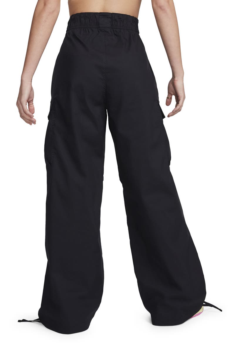 High Waist Woven Cargo Pants, Alternate, color, BLACK