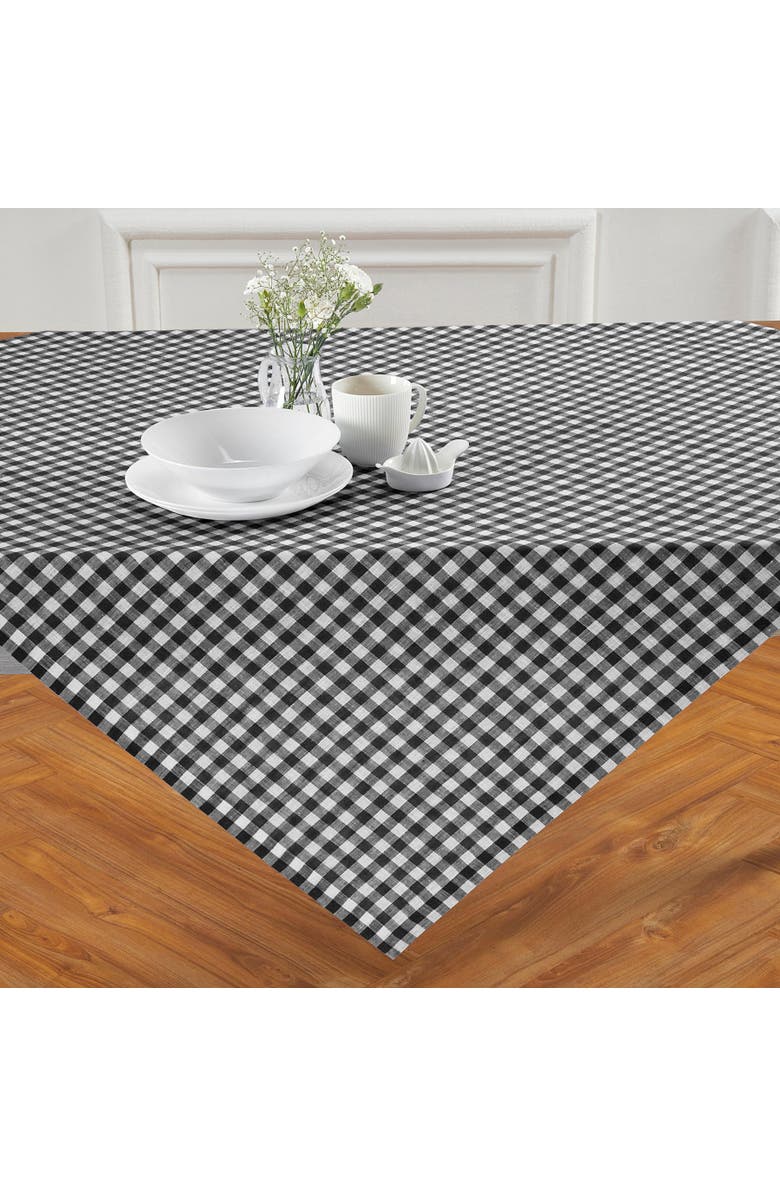 Solino Home Linen Table Throw - Gingham Check, 52" x 52", 52" x 52", Main, color, Black