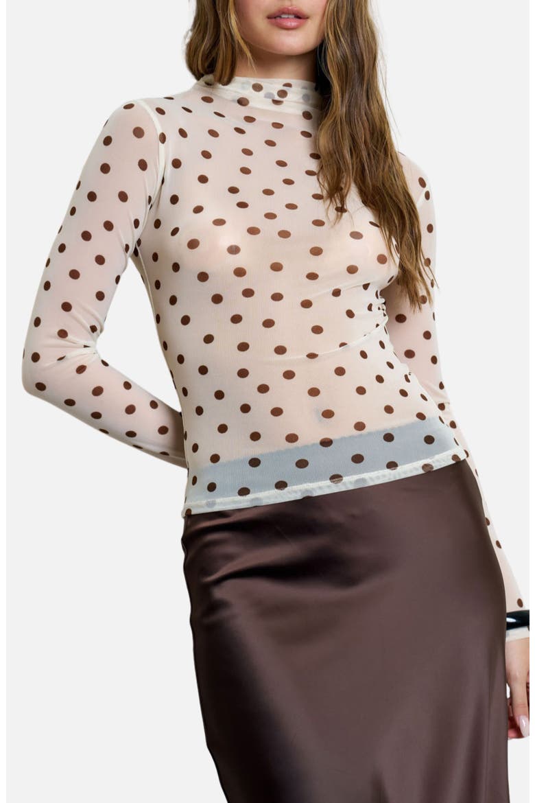 Mesh Mock Neck Top, Main, color, IVORY