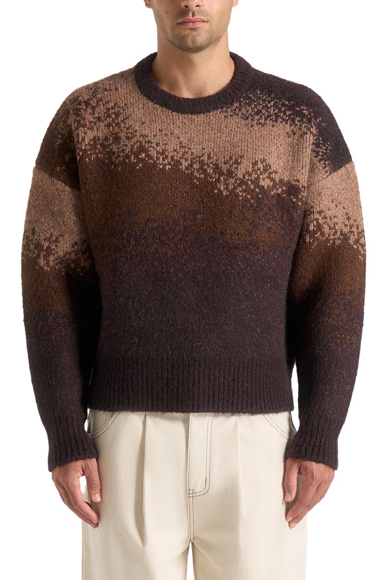 Yani Ombre Wool Crewneck Sweater, Alternate, color, Brown