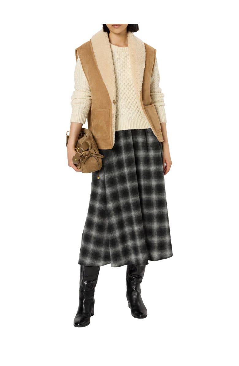 GERARD DAREL Basma Checked Midi Skirt, Alternate, color, Medium Gray