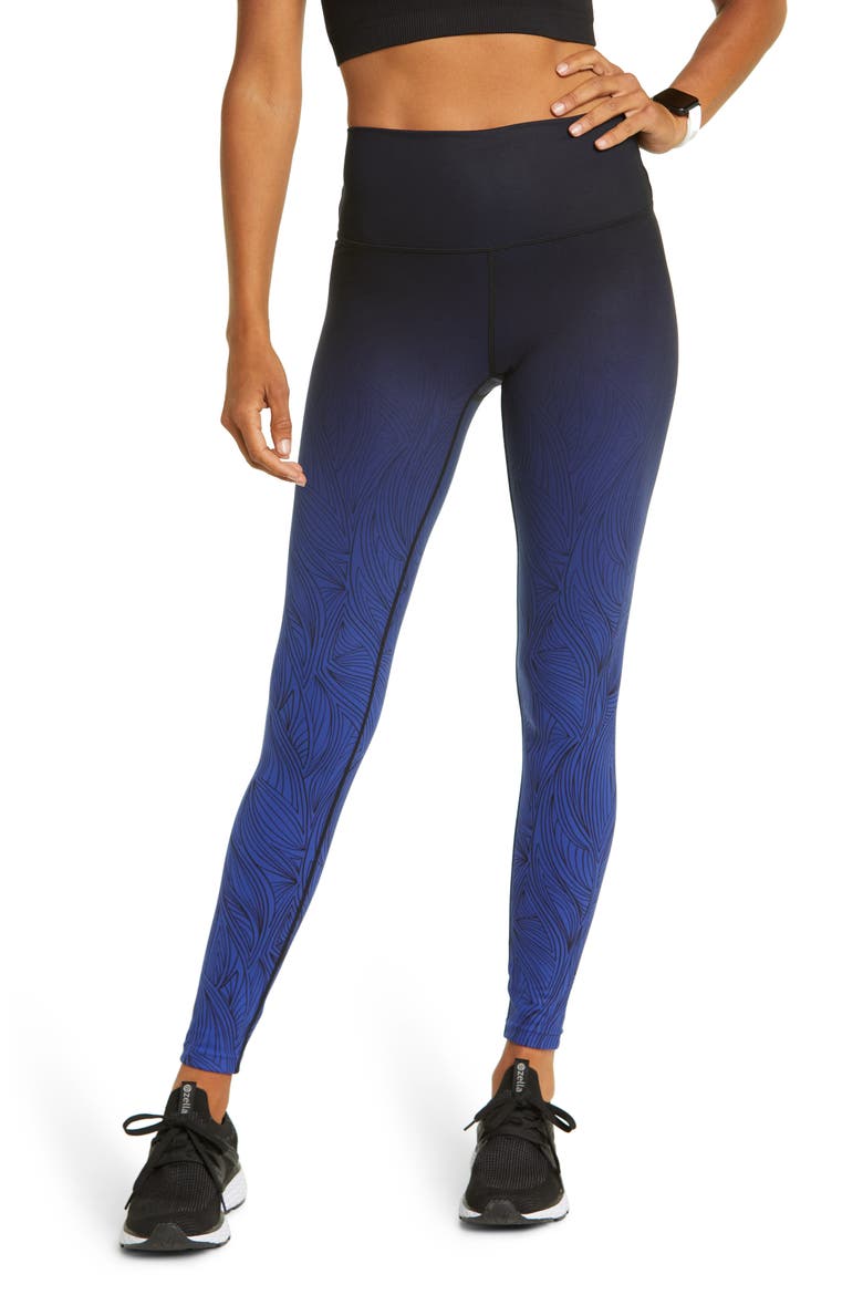 High Waist Studio Lite Ankle Leggings, Main, color, BLUE CLEMATIS OMBRE PRINT