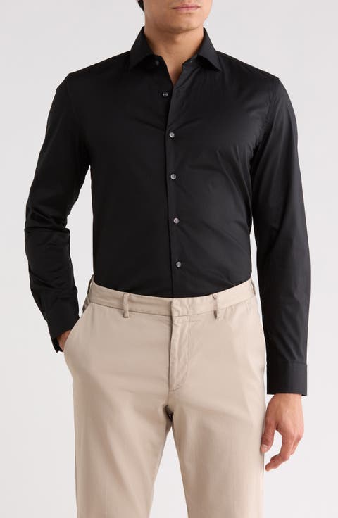 Premium Slim Fit Long Sleeve Stretch Cotton Button-Up Shirt
