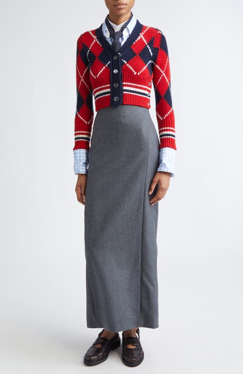 Thom Browne Wool Flannel Pencil Skirt In Red