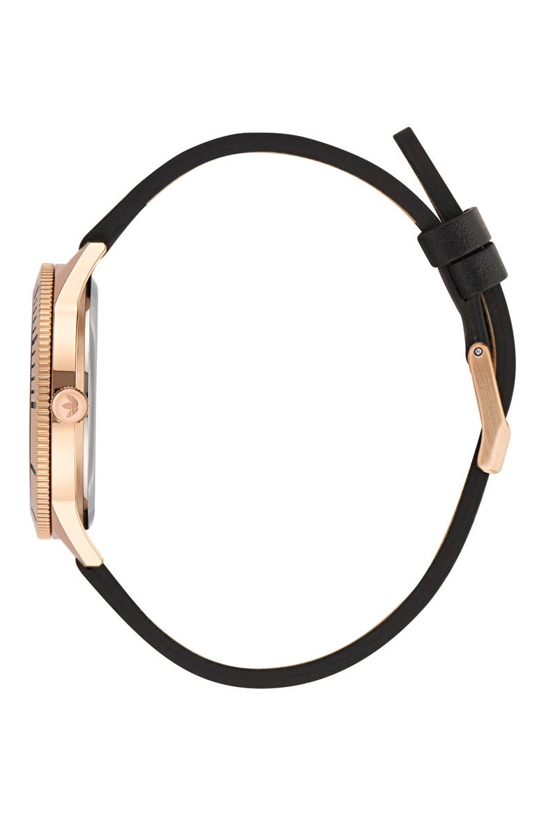 Edition Three Leather Strap Watch, 36mm, Alternate, color, ROSE GOLD/ BLACK/ BLACK