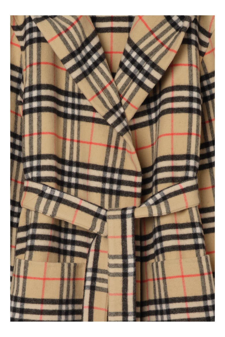 Check Wool Cashmere Robe, Alternate, color, Sand beige