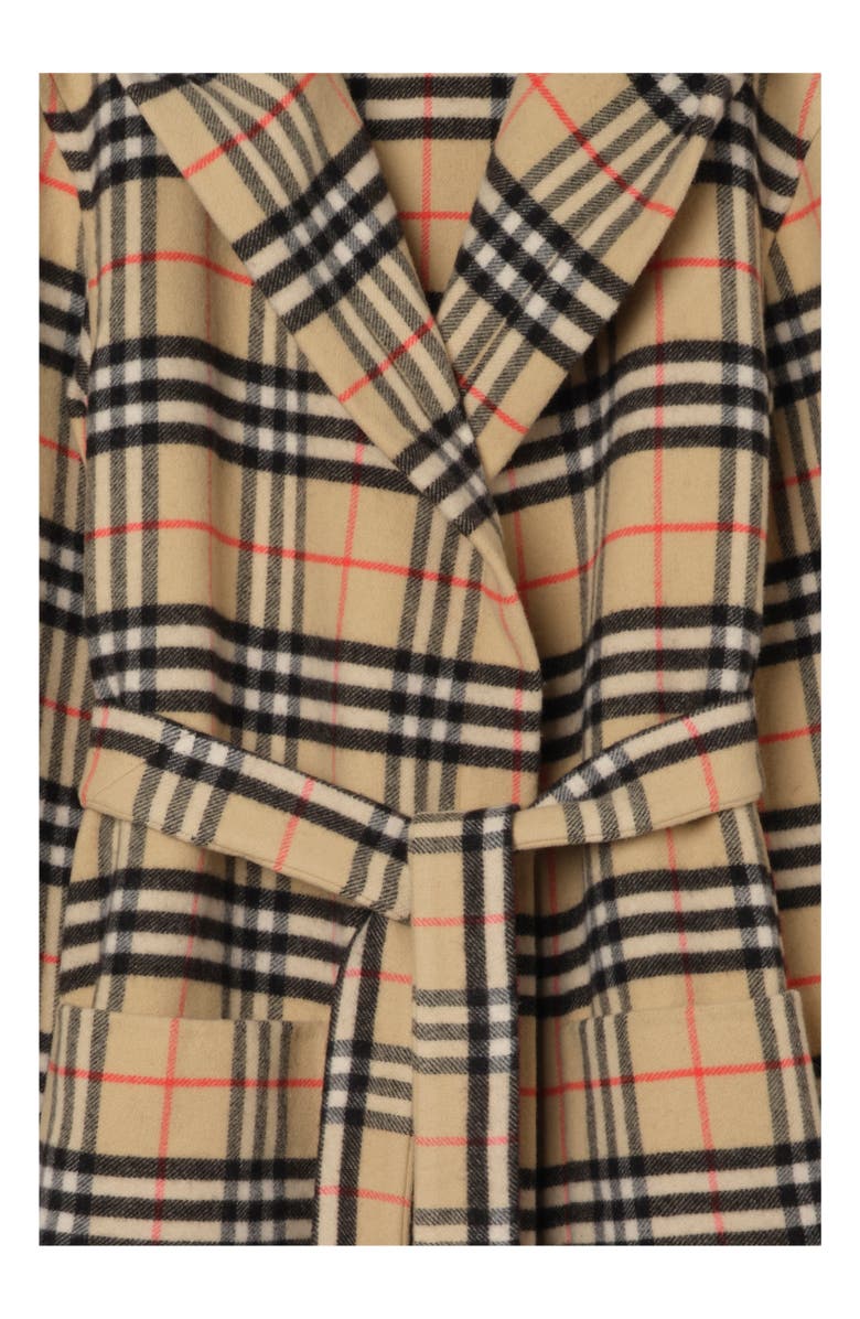 Burberry Check Wool Cashmere Robe, Alternate, color, Sand Beige