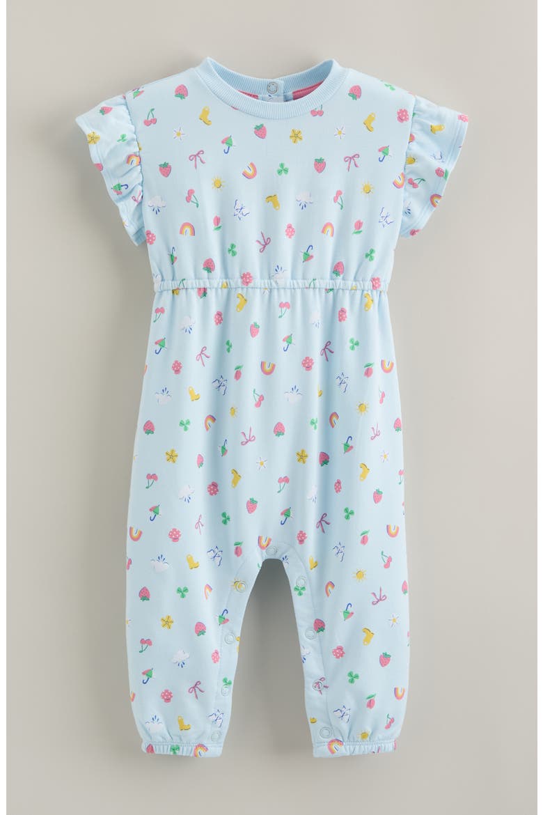 Ruffle Sleeve Romper, Main, color, BLUE DELICATE RAINY DAY