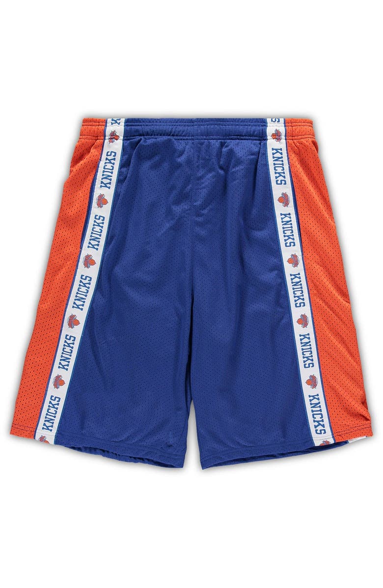 FANATICS Men's Fanatics Branded Royal/Orange New York Knicks Big & Tall Tape Mesh Shorts, Main, color,