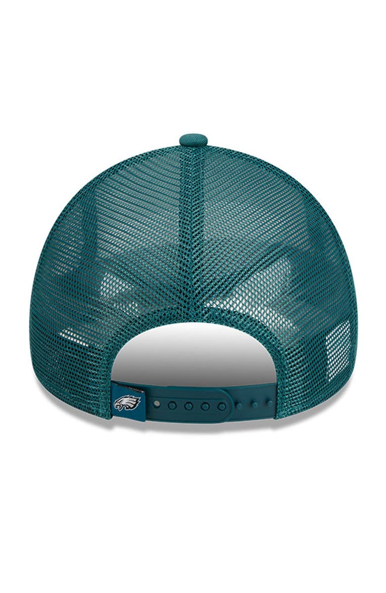 New Era Men's New Era White/Midnight Green Philadelphia Eagles Stacked A-Frame Trucker 9FORTY Adjustable Hat, Alternate, color, White