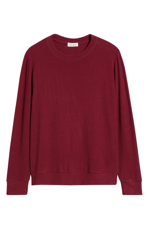 Loveappella Brushed Jersey Crewneck Top In Burgundy