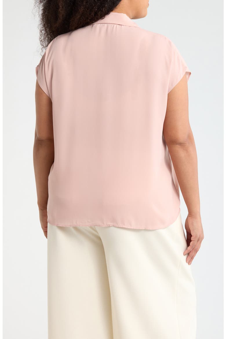 Cap Sleeve Button-Up Shirt, Alternate, color, DUSTY PINK
