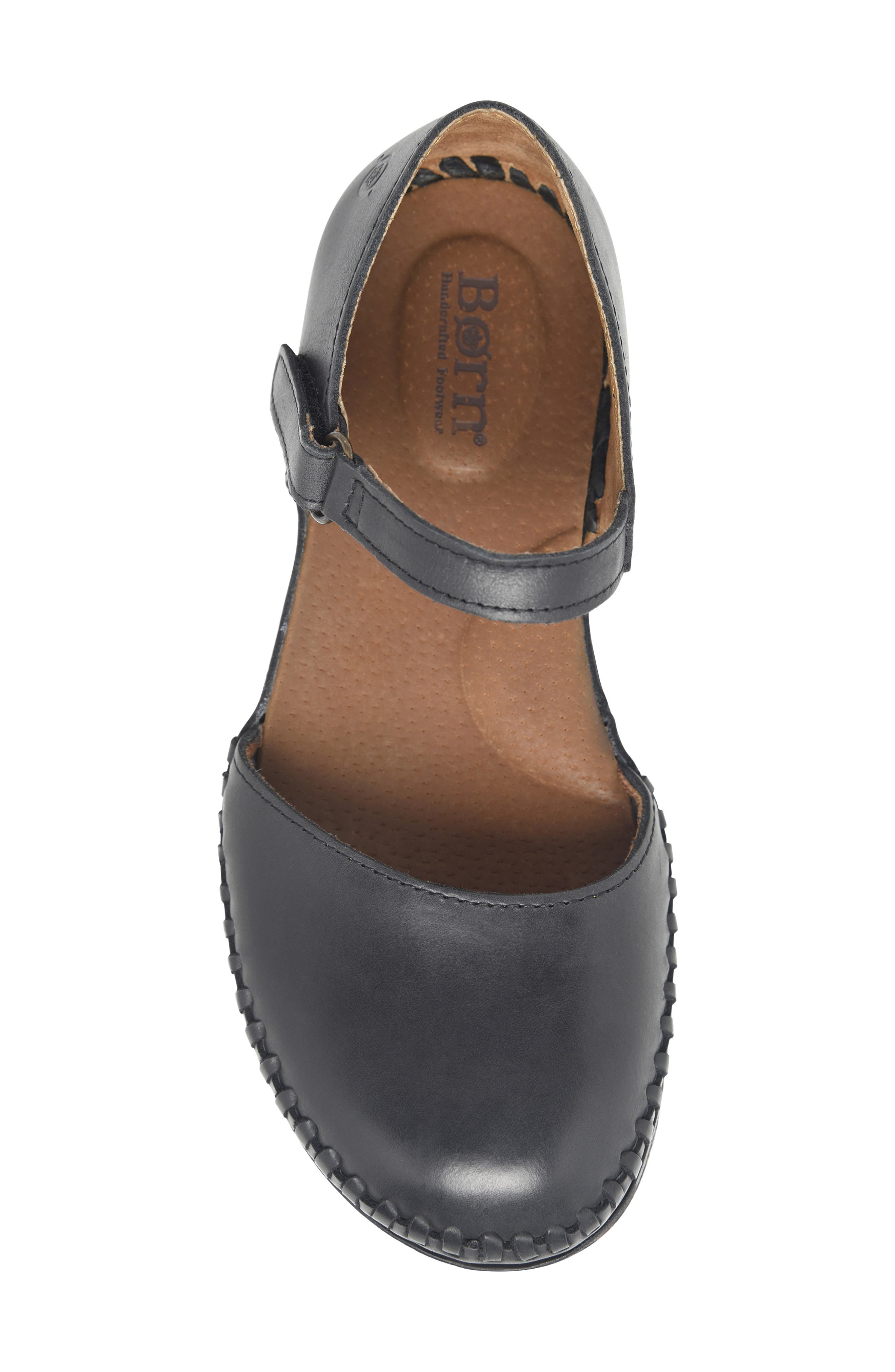 Børn Ela Ankle Strap Flat, Alternate, color, Black Leather