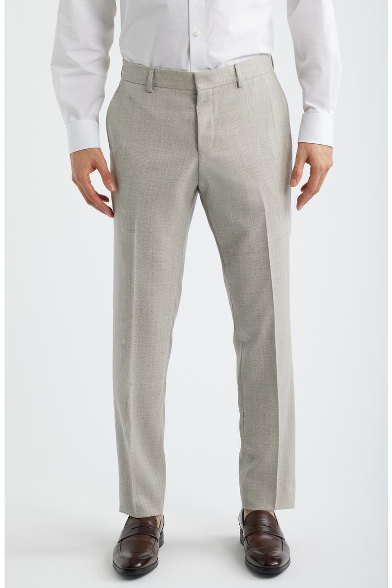 Genius Slim Fit Flat Front Dress Pants, Main, color, WHITE