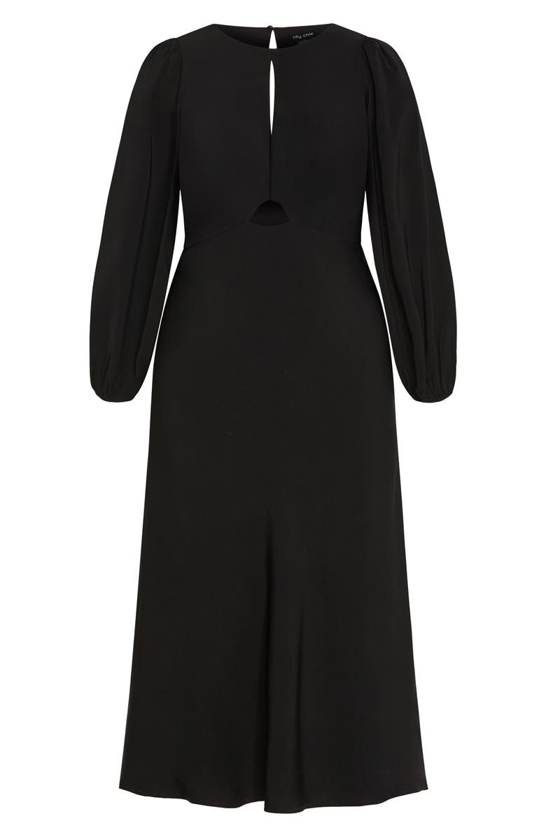 City Chic Ines Keyhole Long Sleeve Dress, Alternate, color, 