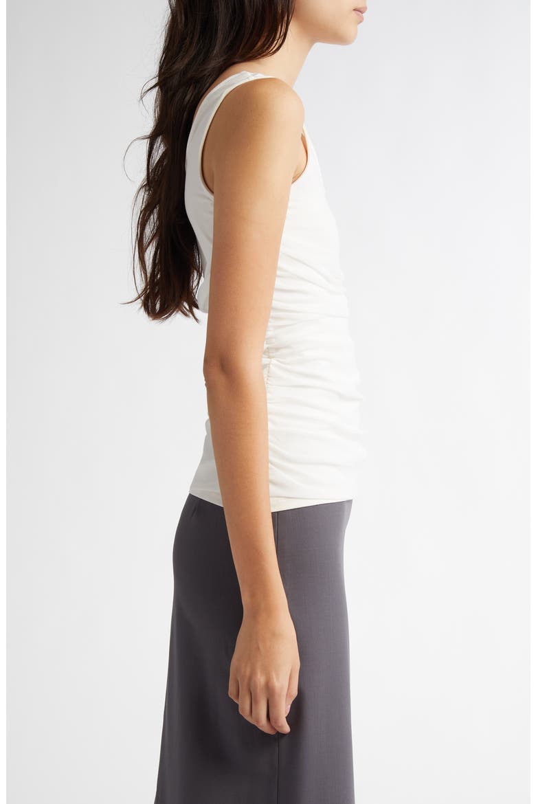 Vichyl Gathered Overlay Tank, Alternate, color, WHITE