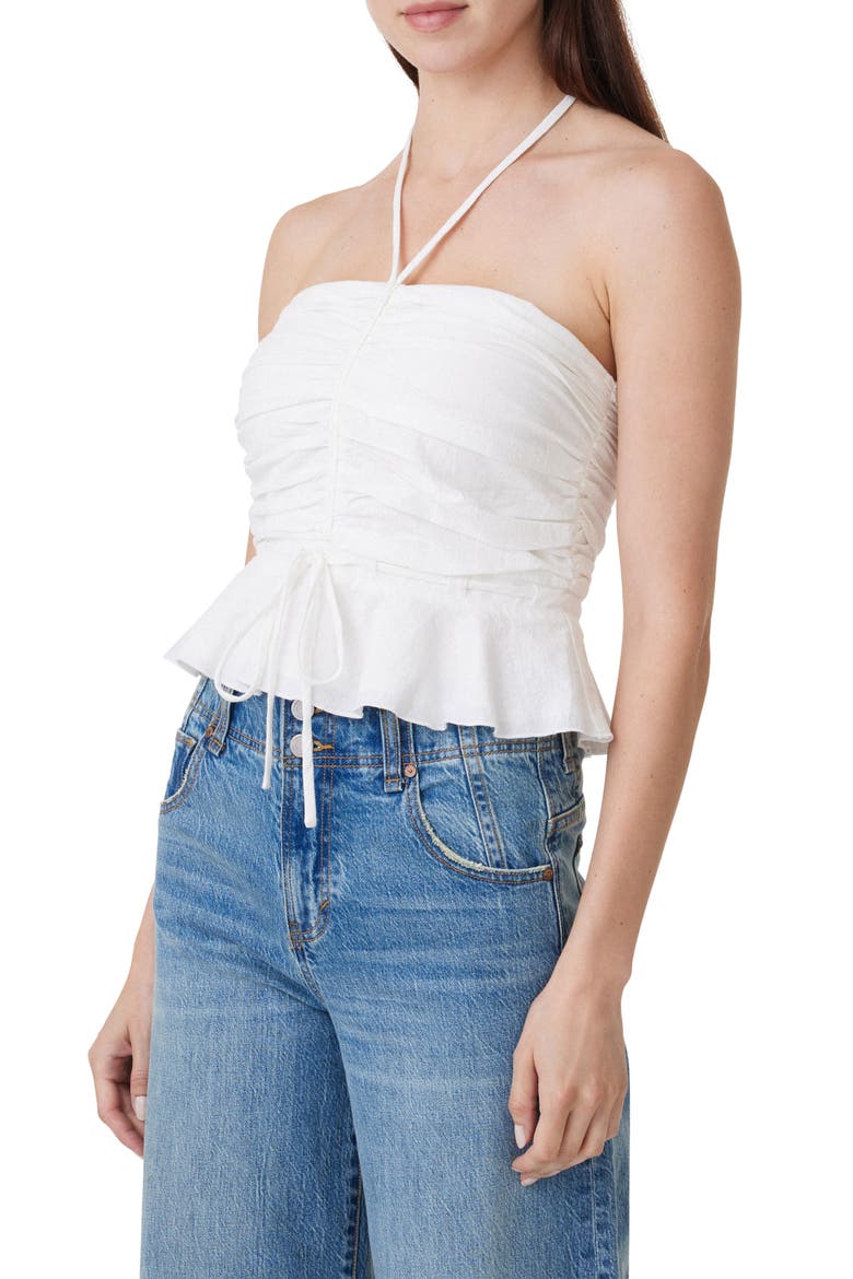 Ruched Halter Top, Alternate, color, WHITE