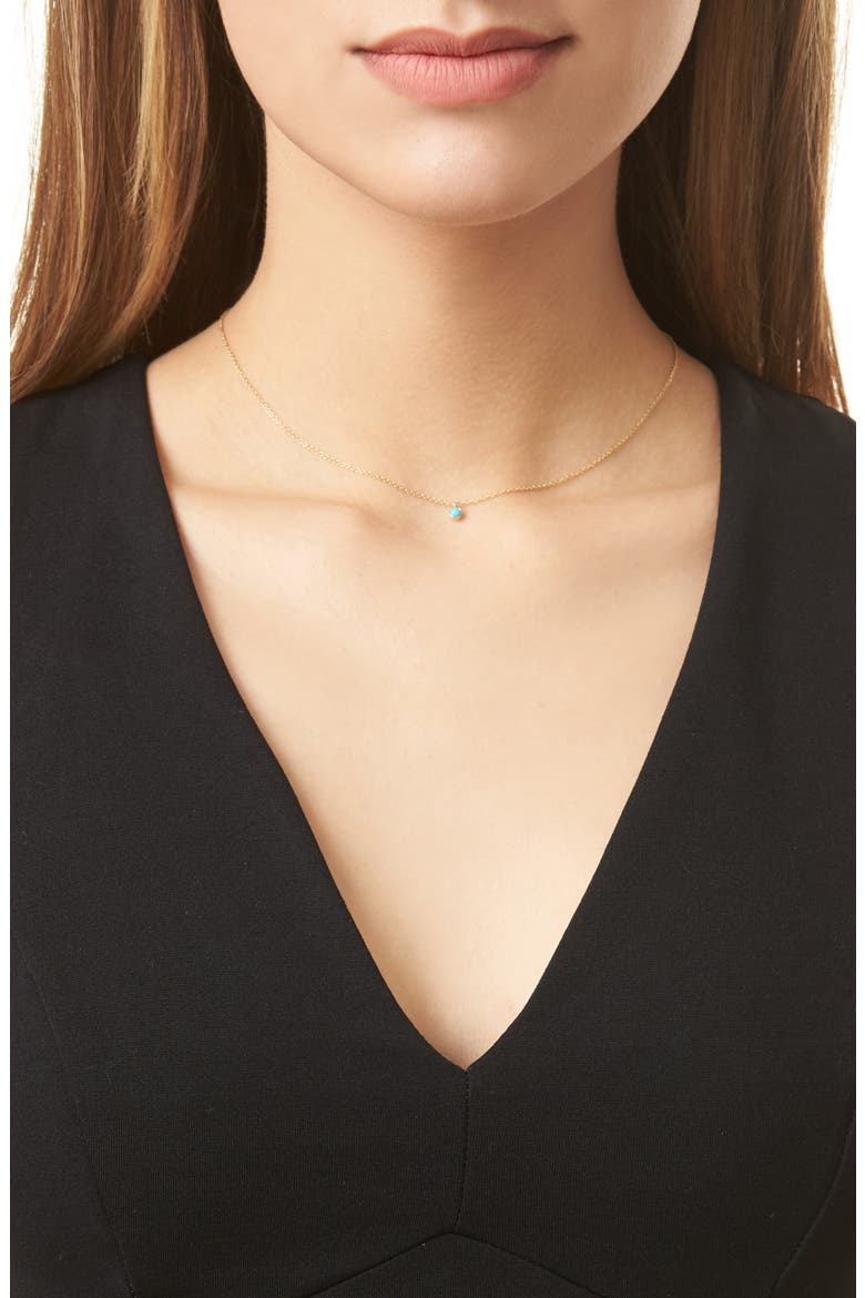14K Gold Bezel Birthstone Necklace, Alternate, color, YELLOW GOLD/ TURQUOISE
