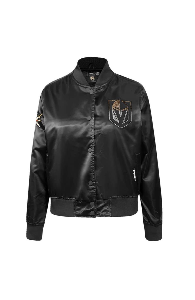PRO STANDARD Women's Pro Standard  Black Vegas Golden Knights Rhinestone Jewels Satin Full-Snap Jacket, Alternate, color, Black