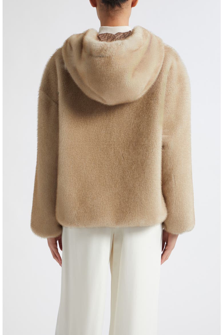 Mink Faux Fur Hooded Blouson Jacket, Alternate, color, 1985 CHAMPAGNE
