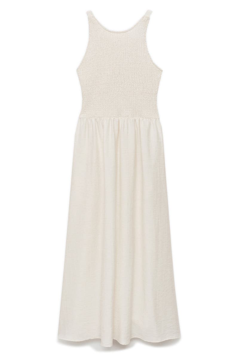 MANGO Smocked Tie Back Sleeveless Maxi Dress, Main, color, 