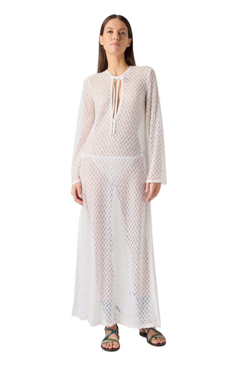 Missoni Long Cover-up Dress In Lamé Viscose With Raschel Workmanship, Main, color, White