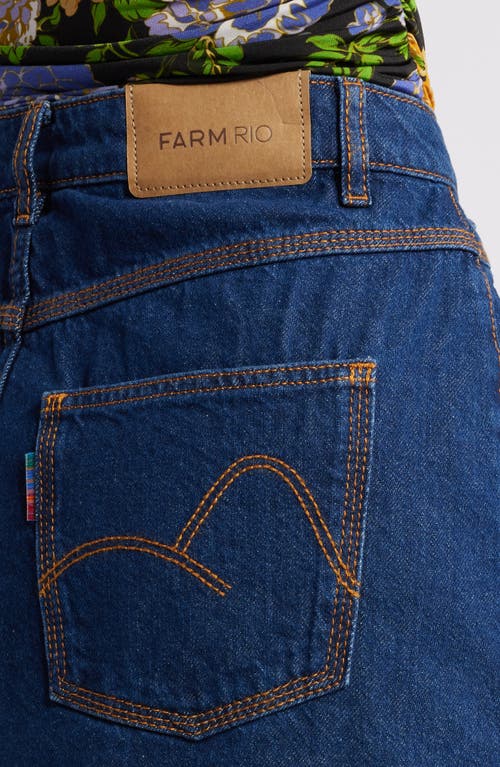 Farm Rio High Waist Denim Skirt In Denim