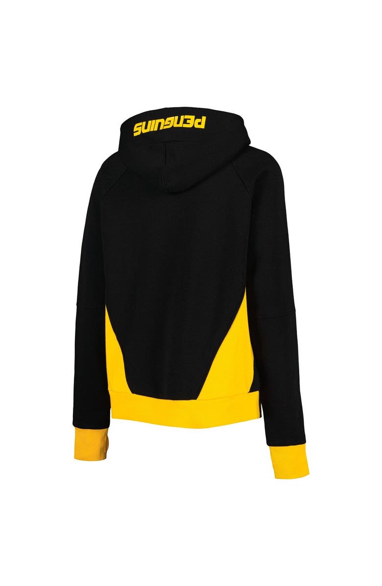 STARTER Women's Starter Black Pittsburgh Penguins Wishbone Half-Zip Hoodie, Alternate, color, 