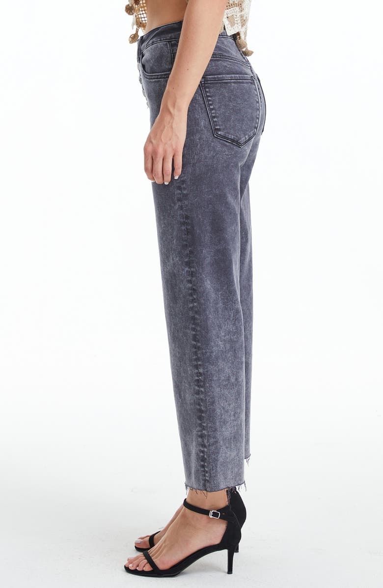 Bayeas High Waist Raw Hem Ankle Wide Leg Jeans, Alternate, color, Graphite