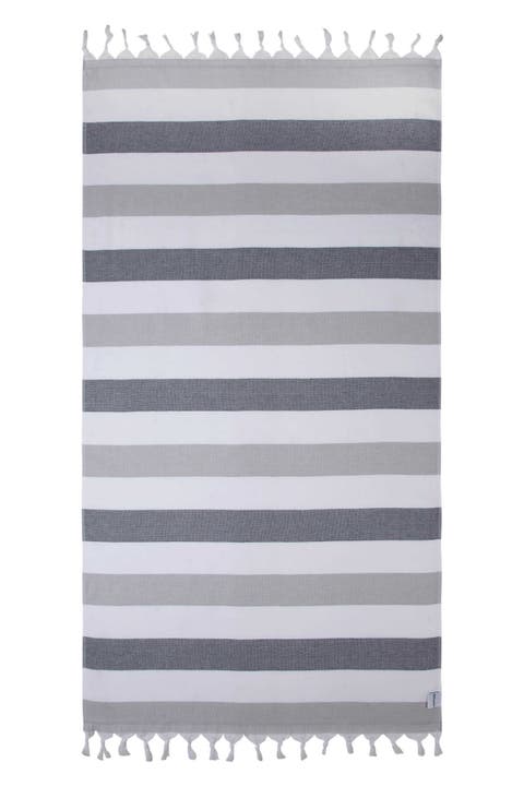Kapris Striped Organic Turkish Towel with Soft Terry Cloth Back
