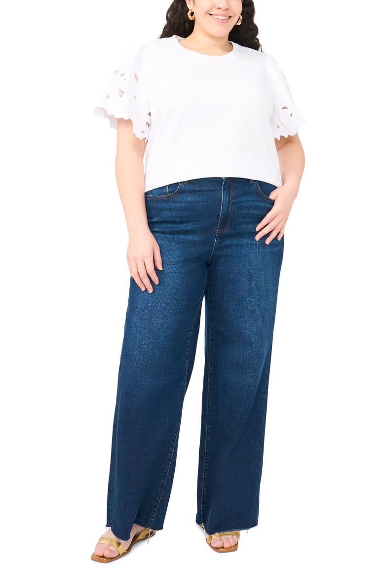 Lace Sleeve Tee, Alternate, color, ULTRA WHITE