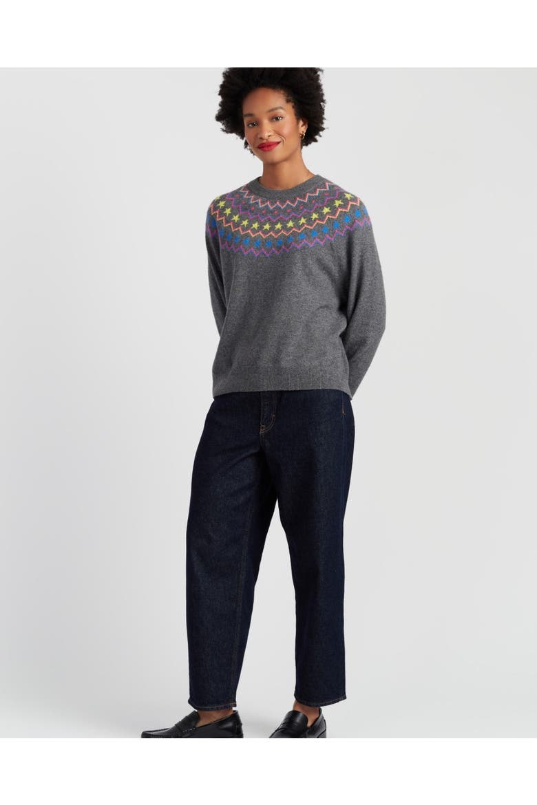 Wool Cashmere Star Yoke Sweater, Alternate, color, Grey