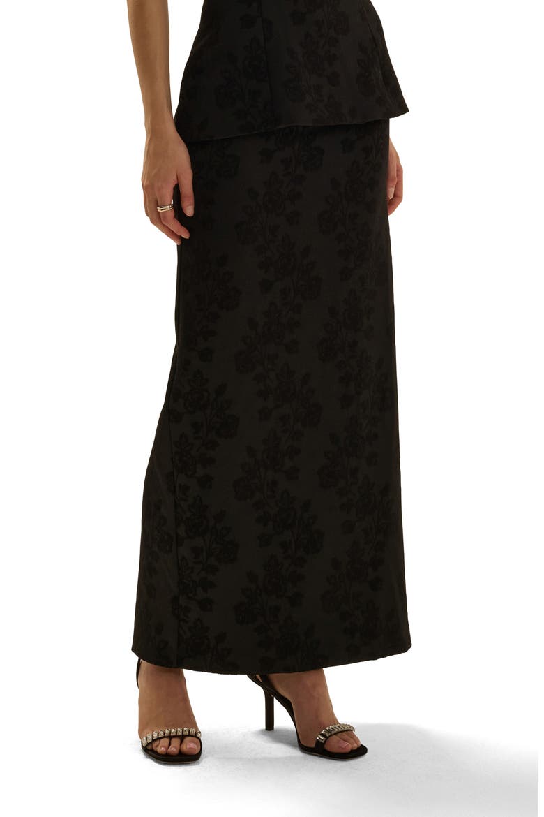 The As Promised Floral Jacquard Maxi Skirt, Main, color, BLACK FLORAL JACQU