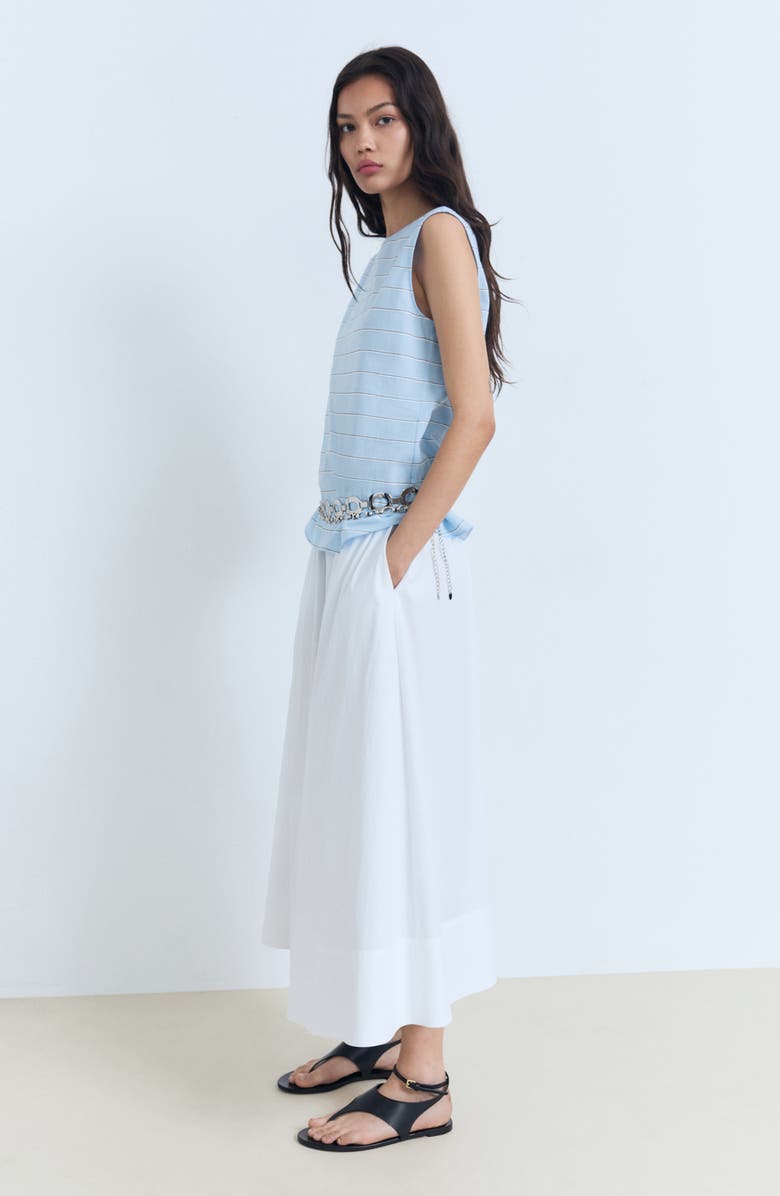 MANGO Striped Cotton Top, Alternate, color, Sky Blue